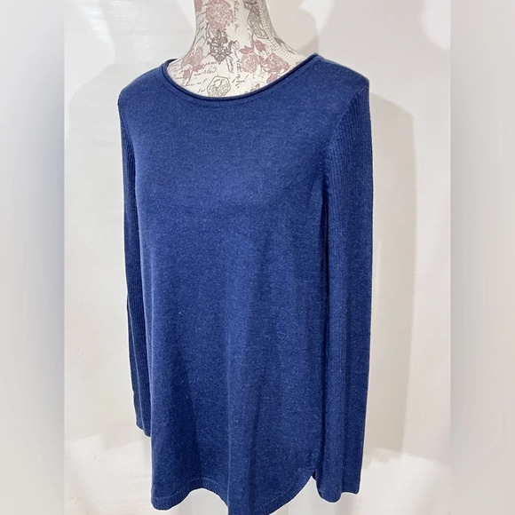 MAGASCHONI Navy Blue scoop neck sweater size L. - Picture 3 of 14